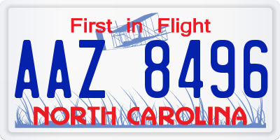 NC license plate AAZ8496