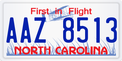 NC license plate AAZ8513