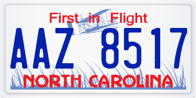 NC license plate AAZ8517