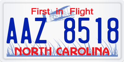 NC license plate AAZ8518