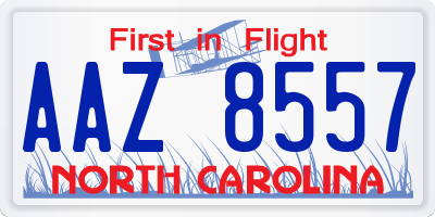 NC license plate AAZ8557