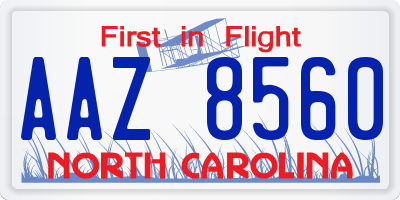 NC license plate AAZ8560