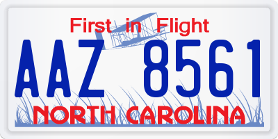 NC license plate AAZ8561