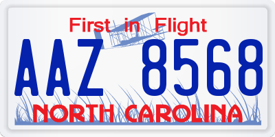 NC license plate AAZ8568