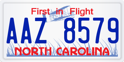 NC license plate AAZ8579