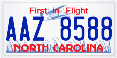 NC license plate AAZ8588