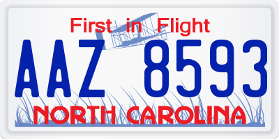 NC license plate AAZ8593