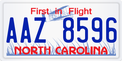 NC license plate AAZ8596