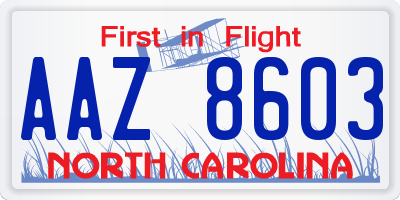 NC license plate AAZ8603