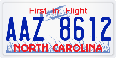 NC license plate AAZ8612
