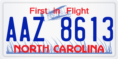 NC license plate AAZ8613
