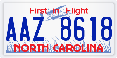 NC license plate AAZ8618