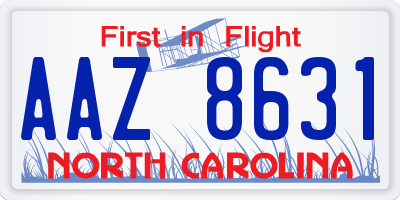 NC license plate AAZ8631