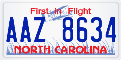 NC license plate AAZ8634