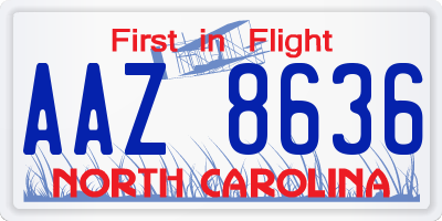 NC license plate AAZ8636