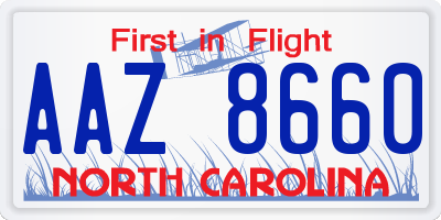 NC license plate AAZ8660
