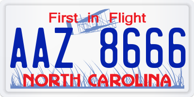 NC license plate AAZ8666