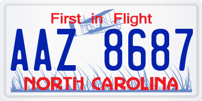 NC license plate AAZ8687