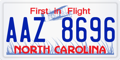 NC license plate AAZ8696