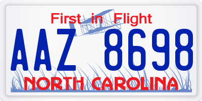 NC license plate AAZ8698