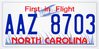NC license plate AAZ8703