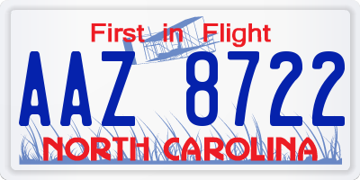 NC license plate AAZ8722