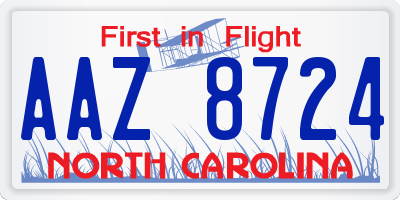 NC license plate AAZ8724
