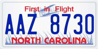 NC license plate AAZ8730