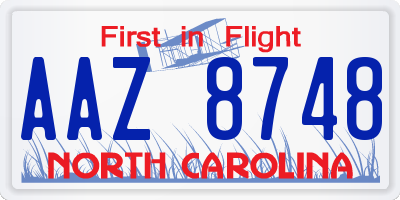 NC license plate AAZ8748