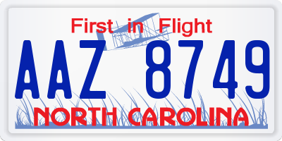 NC license plate AAZ8749