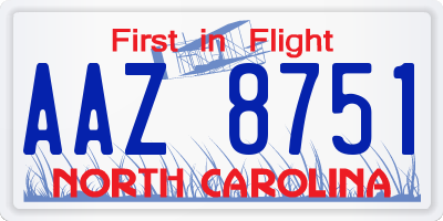 NC license plate AAZ8751