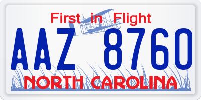 NC license plate AAZ8760