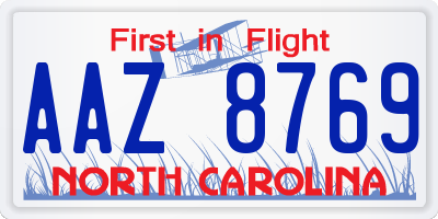 NC license plate AAZ8769