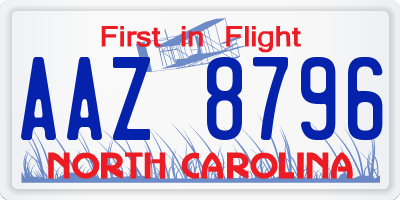 NC license plate AAZ8796