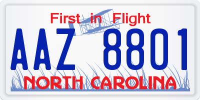 NC license plate AAZ8801
