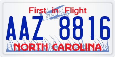 NC license plate AAZ8816