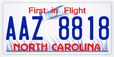 NC license plate AAZ8818