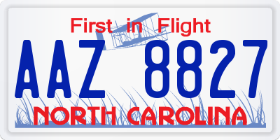 NC license plate AAZ8827