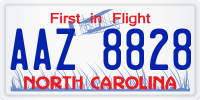 NC license plate AAZ8828