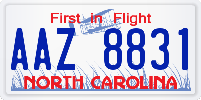 NC license plate AAZ8831