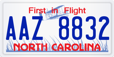 NC license plate AAZ8832