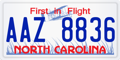NC license plate AAZ8836