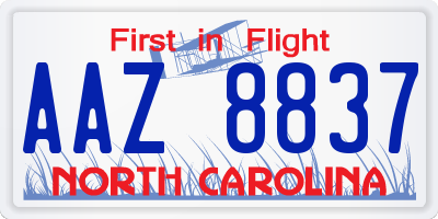 NC license plate AAZ8837