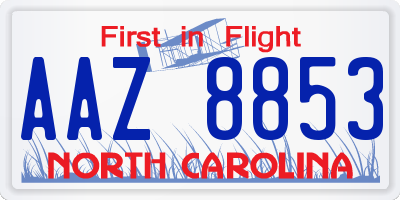 NC license plate AAZ8853