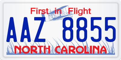 NC license plate AAZ8855