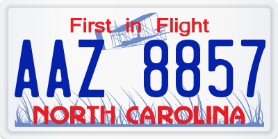 NC license plate AAZ8857
