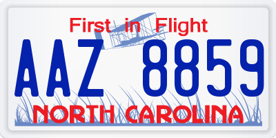 NC license plate AAZ8859