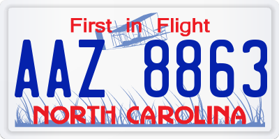 NC license plate AAZ8863
