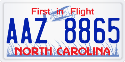 NC license plate AAZ8865