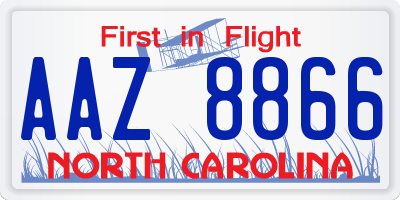 NC license plate AAZ8866